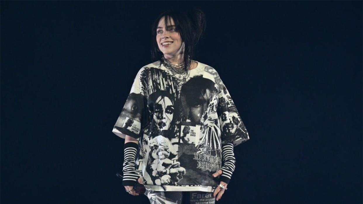 <div>Billie Eilish performs at AO Arena on June 07, 2022 in Manchester, England. (Photo by Shirlaine Forrest/Getty Images for Live Nation UK)</div> <strong>(Getty Images)</strong>
