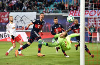 Soccer Football - Bundesliga - RB Leipzig vs Bayern Munich - Red Bull Arena, Leipzig, Germany - March 18, 2018 Bayern Munich’s Sandro Wagner scores their first goal REUTERS/Matthias Rietschel