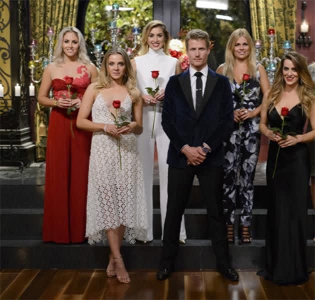 Richie and the final five bachelorettes. Source: Channel 10