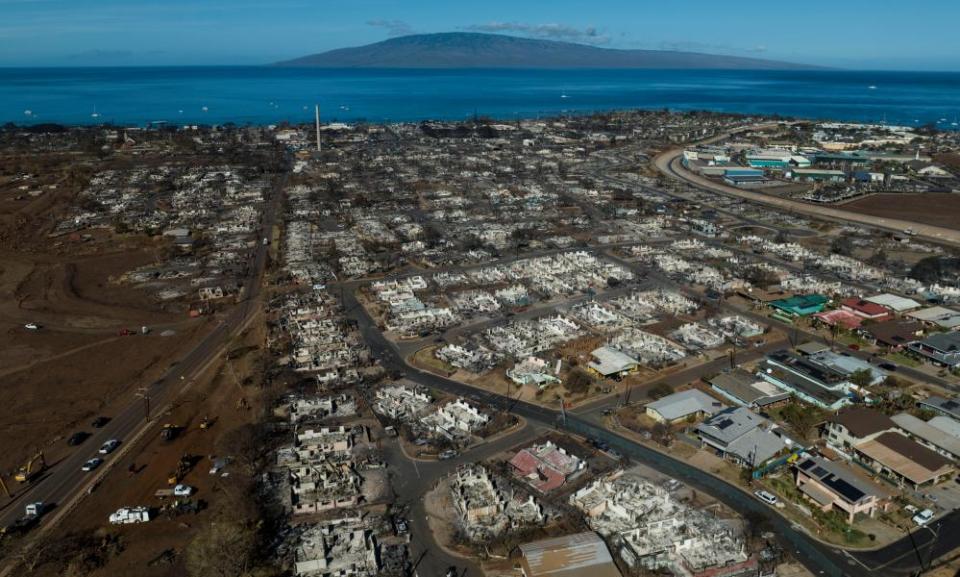 The aftermath of the wildfires in Lahaina, Hawaii, on 17 August.