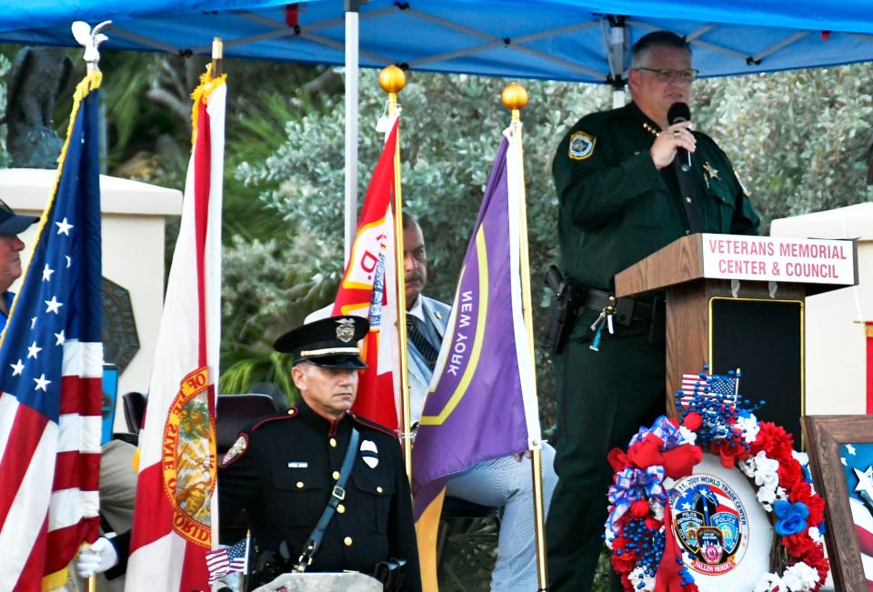 Sheriff Wayne Ivey at the Patriot Day Remembrance ceremony at the Brevard Veterans Memorial Center in Merritt Island on the 22nd anniversary of the September 11, 2001 terrorist attack on America.