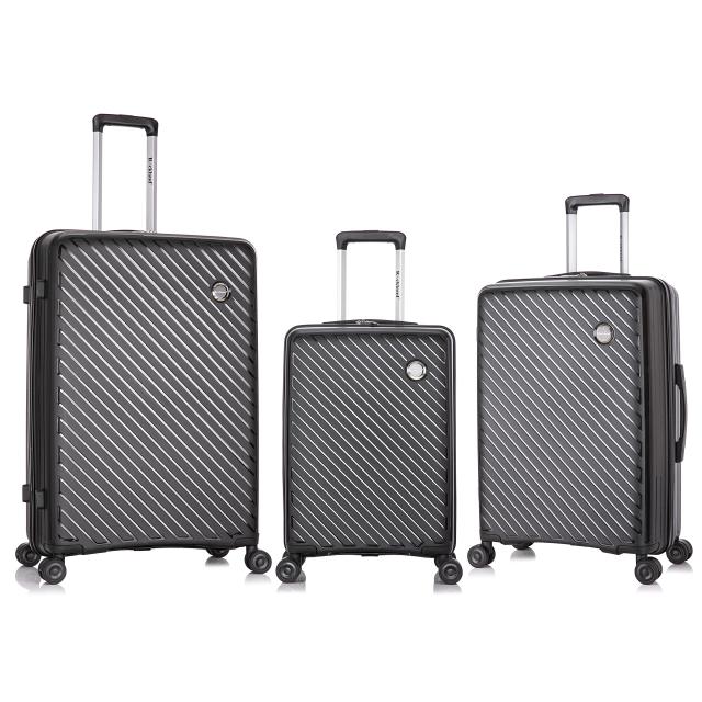 Black, Lares 3 Piece Spinner Luggage Set Black