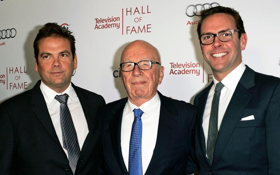Murdoch with sons Lachlan (L) and James - Dan Steinberg/Invision