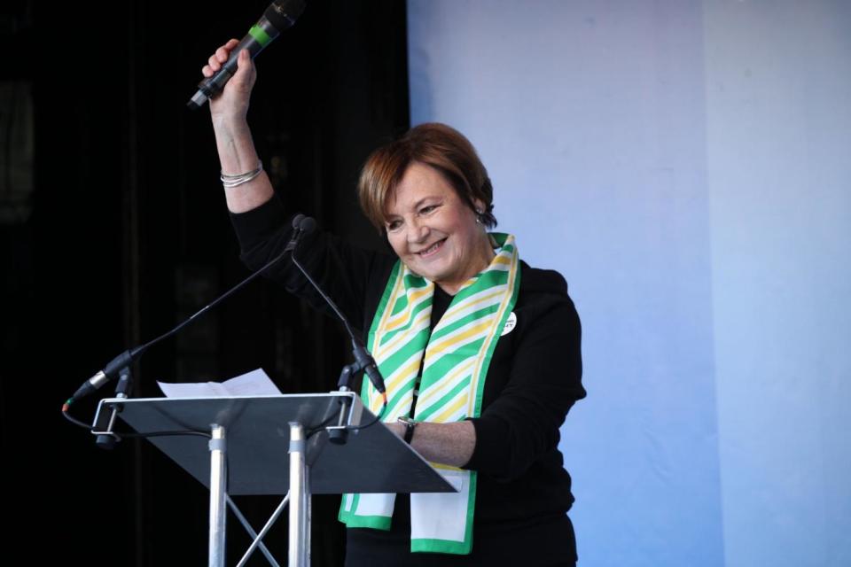 Delia Smith led speeches at the People's Vote march on Saturday (PA)