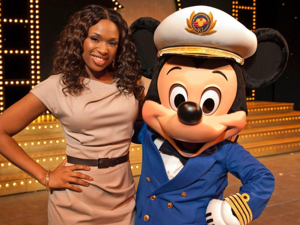 Jennifer Hudson and Mickey Mouse aboard a Disney Cruise on January 19, 2011.