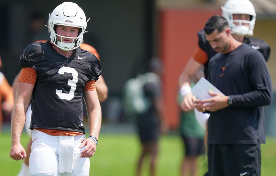 Texas quarterback Quinn Ewers threw for 22 touchdowns during a 12-2 season that culminated in a College Football Playoff semifinal appearance. The loss of CJ Baxter places even more emphasis on Ewers' performance.