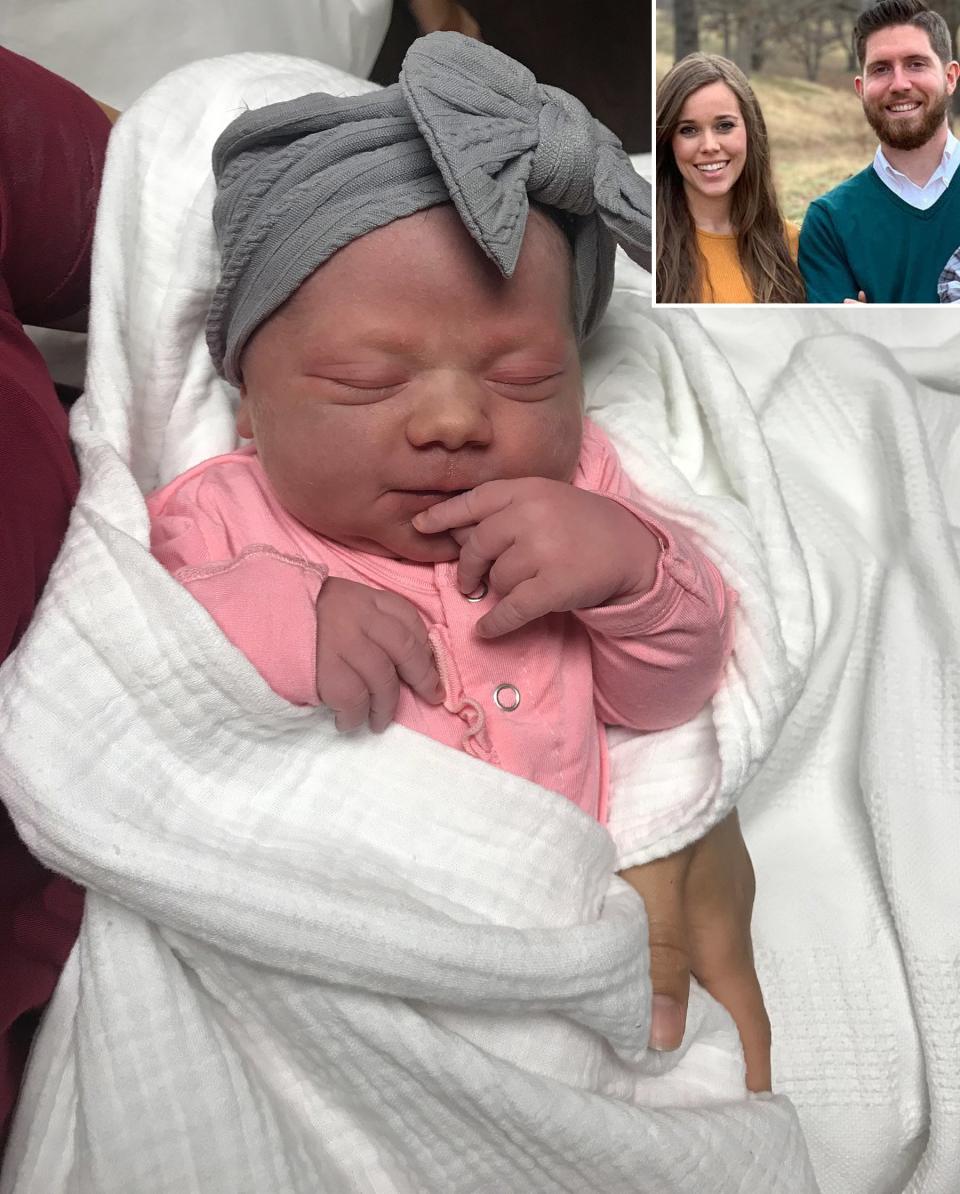 The Duggar family is expanding again! Jessa (Duggar) Seewald <a rel="nofollow noopener" href="https://people.com/tv/jessa-duggar-welcomes-third-child-ben-seewald/" target="_blank" data-ylk="slk:welcomed her third child;elm:context_link;itc:0;sec:content-canvas" class="link ">welcomed her third child</a> with husband Ben Seewald at their Arkansas home on May 26. The newborn baby girl weighed 7 lbs. and 14 oz. and measured in at 20.5 in. long. "She feels so tiny compared to her siblings!" the couple said in a statement<em>, </em>adding that their sons Spurgeon, 3, and Henry, 2, were born at nearly 10 lbs. and close to 9 lbs., respectively. "We’re so grateful to God for this precious gift. She is already so loved. Her big brothers adore her!"