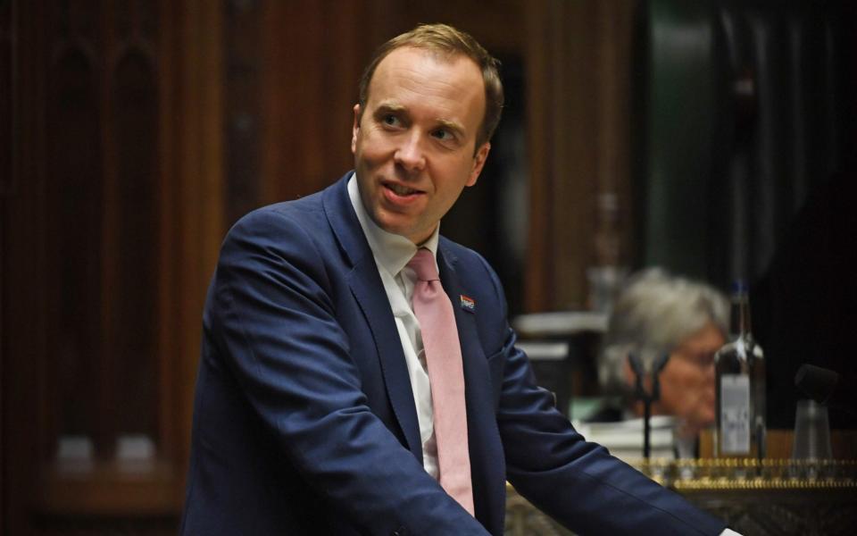 A handout photograph released by the UK Parliament shows Britain's Health Secretary Matt Hancock updating MPs on the COVID-19 pandemic, in the House of Commons in London on October 19, 2020. - British Prime Minister Boris Johnson is facing some calls to abandon his strategy of localised lockdowns in England and impose a nationwide lockdown similar to the one enacted in March during the first wave of the disease. His regional tiered approach is being tested by Andy Burnham, mayor of the north west England city of Manchester, who is opposing a lockdown on his city without increased central government funding to deal with the economic fallout. (Photo by JESSICA TAYLOR / UK PARLIAMENT / AFP) / RESTRICTED TO EDITORIAL USE - NO USE FOR ENTERTAINMENT, SATIRICAL, ADVERTISING PURPOSES - MANDATORY CREDIT " AFP PHOTO / Jessica Taylor /UK Parliament" (Photo by JESSICA TAYLOR/UK PARLIAMENT/AFP via Getty Images) - JESSICA TAYLOR/UK PARLIAMENT/AFP