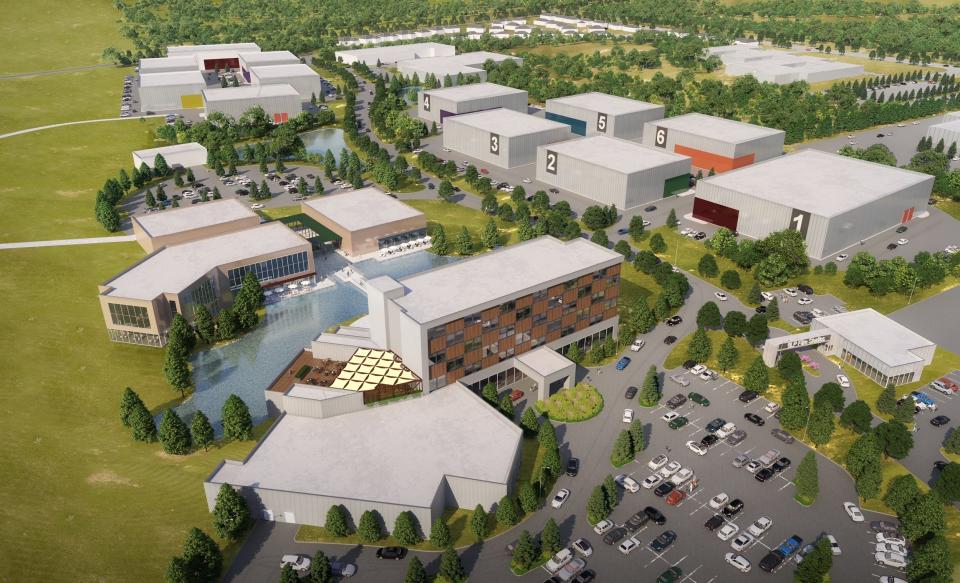 A rendering of the proposal for BLP Film Studios in Whitehaven, with sound stages, an event center, and more.