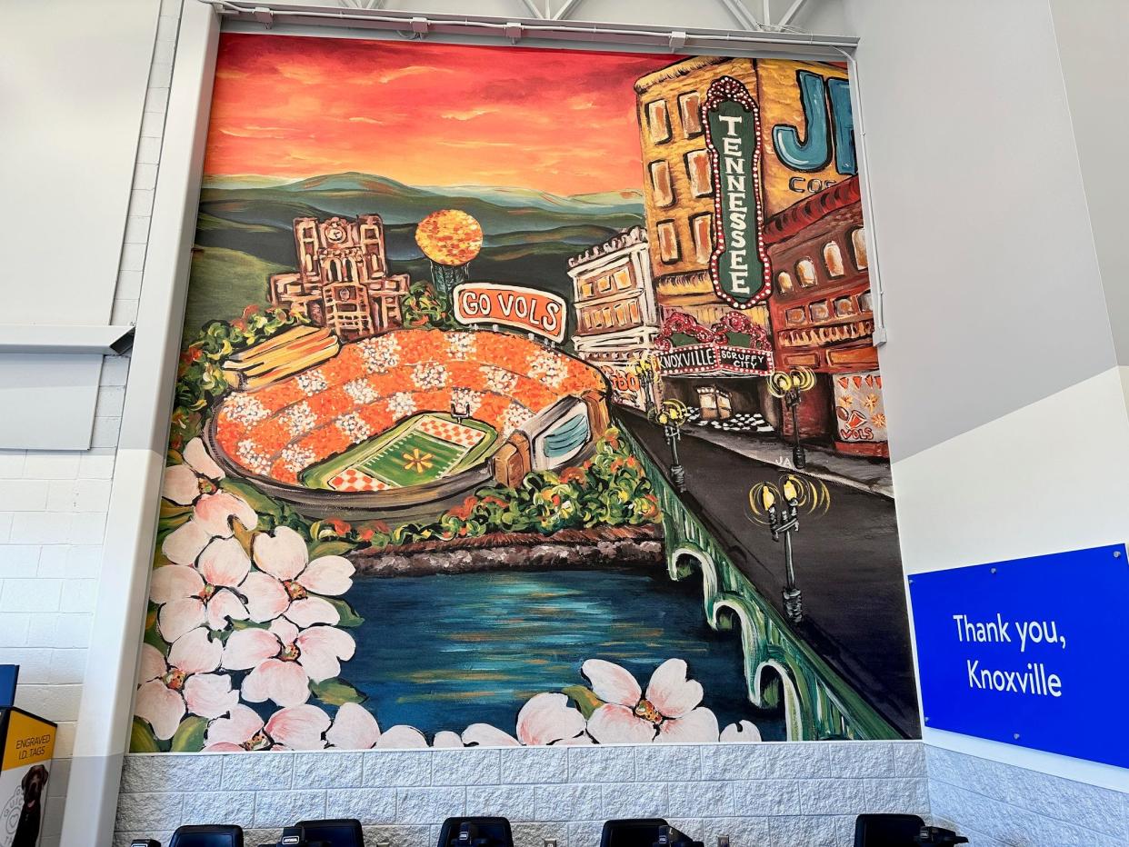 A look at the new Knoxville mural painted by Jordan Abba at the Chapman Highway Walmart on November 3, 2023.