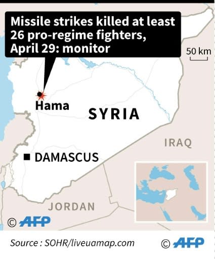 Map of Syria locating deadly missile strikes