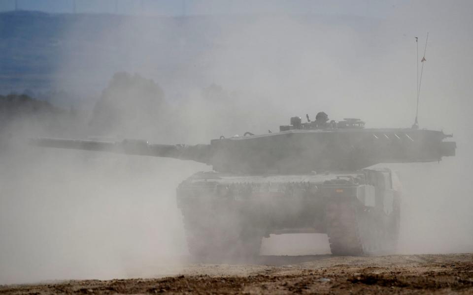 The exercises took place at Spain's army training centre in San Gregorio in Zaragoza - OSCAR DEL POZO/AFP