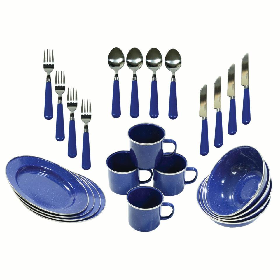 Ozark Trail 24-Piece Dinnerware Enamel Set