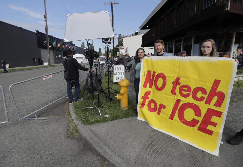 Protesters urge Amazon to not sell facial recognition technology to federal government agencies