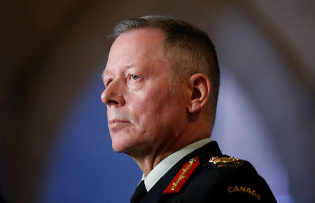 Canada's Chief of the Defence Staff General Jonathan Vance takes part in a news conference announcing Canada will send helicopters and support troops to join a United Nations peacekeeping mission in Mali, on Parliament Hill in Ottawa, Ontario, Canada, March 19, 2018. REUTERS/Chris Wattie