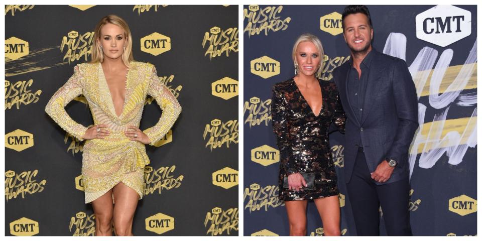<p>It's country music's biggest night! Check out what your favorite stars are wearing to the 2018 CMT Awards, including Carrie Underwood, Kelly Clarkson, and Jason Aldean.</p>