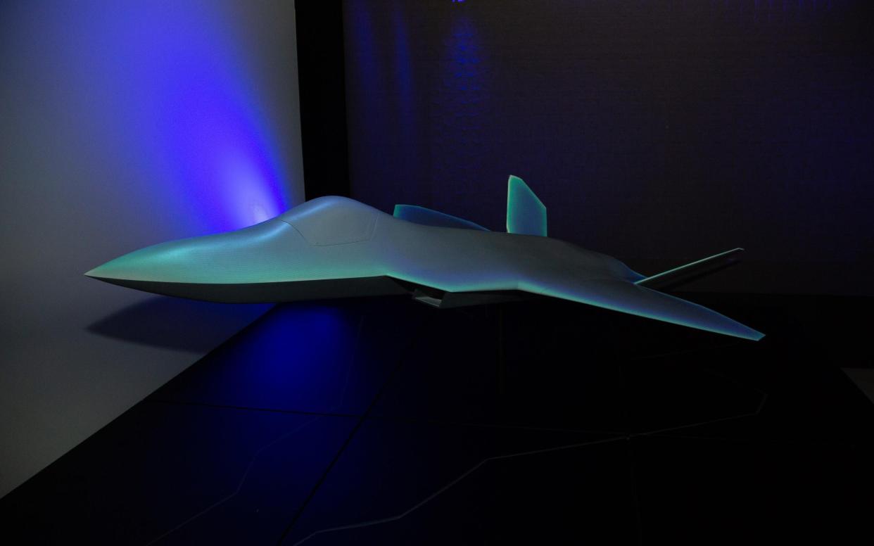 Concept model of the sixth-generation fighter jet BAE RAF UK Tempest - BAE