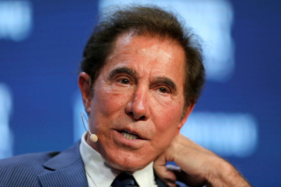 FILE PHOTO - Steve Wynn, Chairman and CEO of Wynn Resorts, speaks during the Milken Institute Global Conference in Beverly Hills, California, U.S., May 3, 2017. REUTERS/Mike Blake/File Photo