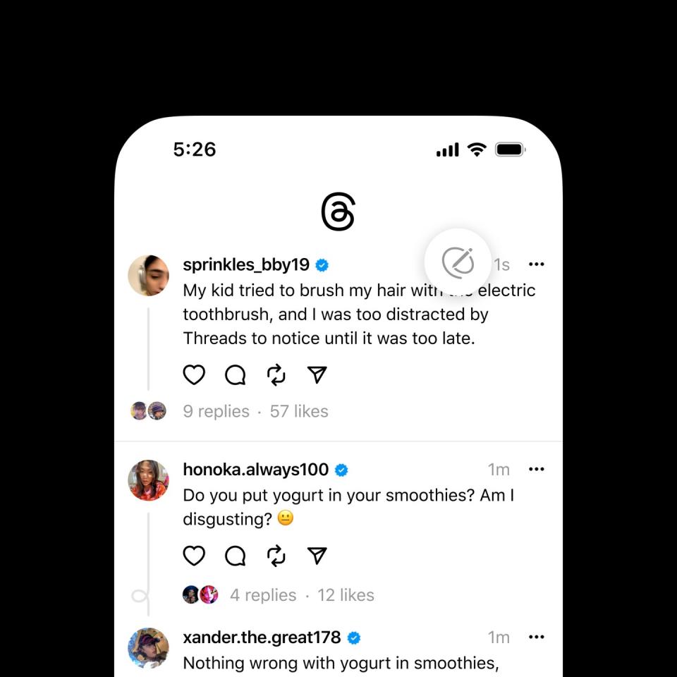 Captura de pantalla de Threads que muestra el botón de edición.