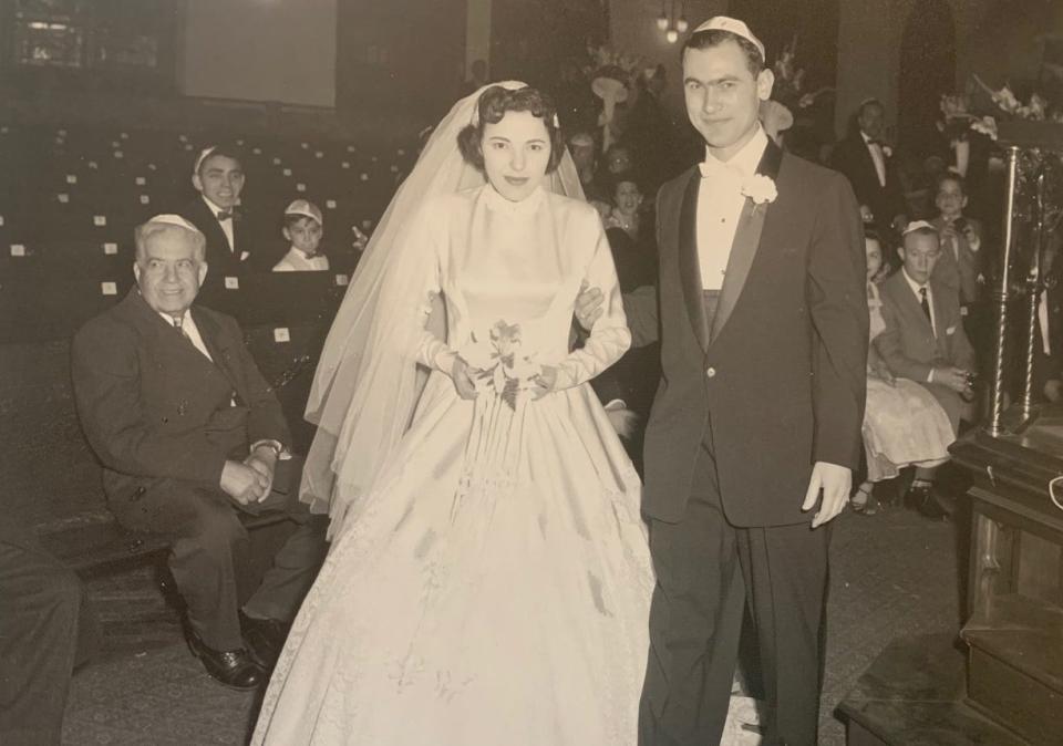 Ernie Gross, right, and his first wife, Bella, who also was a Holocaust survivor. Neither ever spoke of their experiences, but after Bella's death, Ernie Gross realized he needed to share his story.