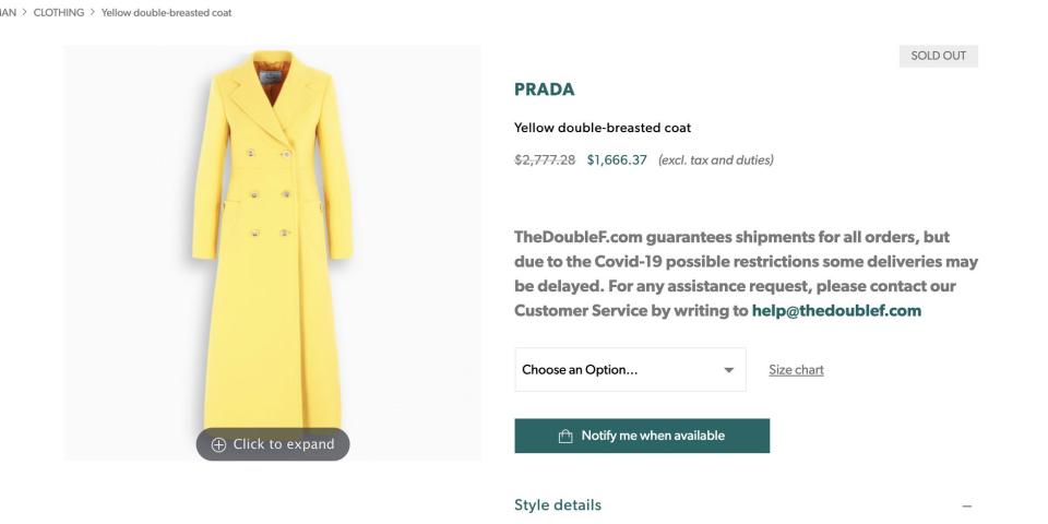 prada yellow coat