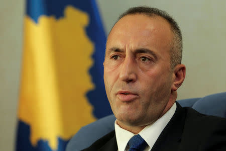 FILE PHOTO: FILE PHOTO: Kosovo's Prime Minister Ramush Haradinaj talks during an interview with Reuters in Pristina, Kosovo, October 16, 2017. REUTERS/Hazir reka/File Photo/File Photo