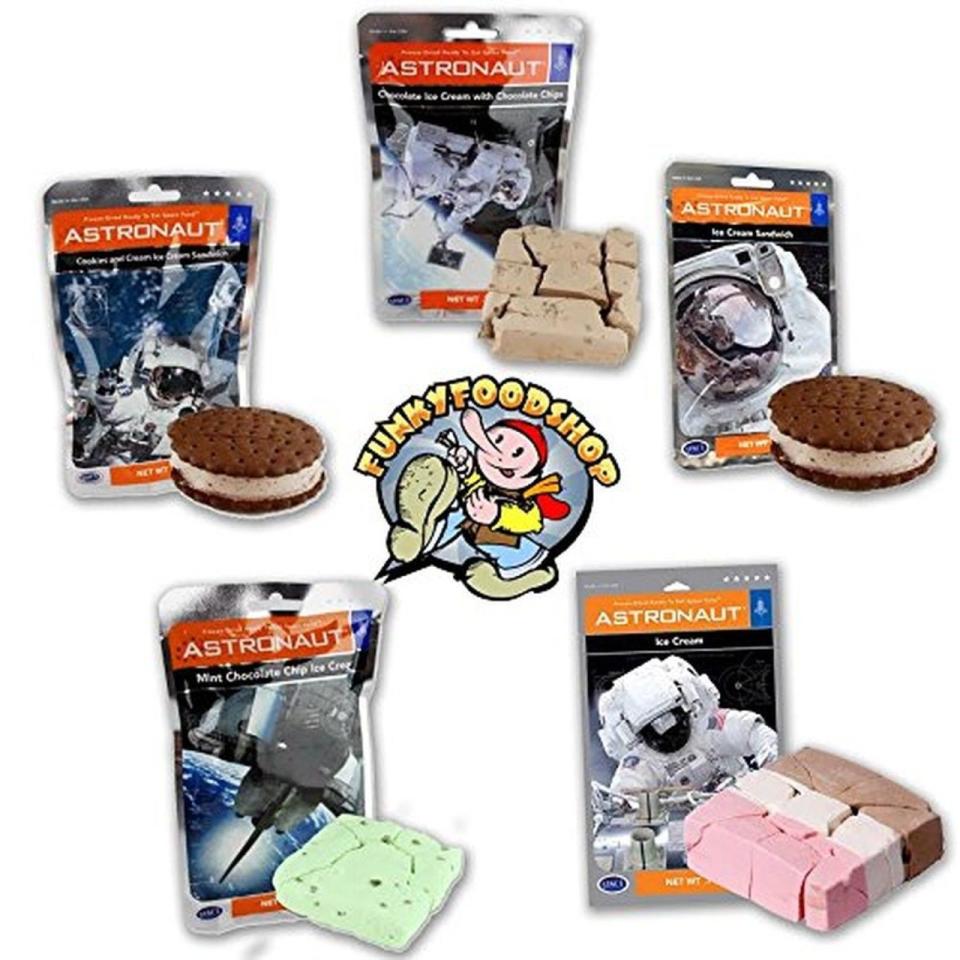 <p>Wanting to try one chalky, crumbly <a rel="nofollow noopener" href="http://www.ebay.com/itm/Astronaut-Ice-Cream-Variety-Pack-10-Packs-Five-Different-Flavors-/232364160449?epid=1080457359&hash=item3619fbb5c1:g:YDwAAOSwPWRZOM0F" target="_blank" data-ylk="slk:astronaut ice cream;elm:context_link;itc:0;sec:content-canvas" class="link ">astronaut ice cream</a> is cute as a kid. Ordering a package of five as an adult is straight-up weird. </p><p>Have fun chowing down on mint chocolate, chocolate chip, cookies and cream, neapolitan, and sandwich bars you wish were just a <em>little bit</em> creamier.</p>