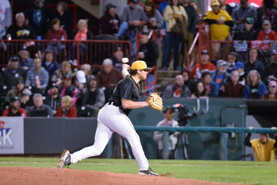 Erie SeaWolves starting pitcher Brant Hurter throws in the sixth inning against the Binghamton Rumble Ponies at during game 2 of the Eastern League Championship series UPMC Park in Erie on Sept. 26, 2023.