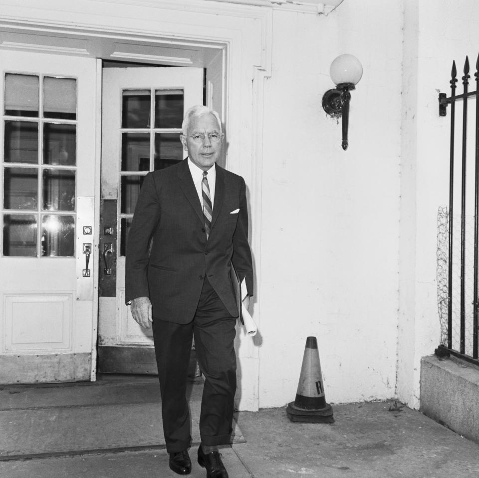 CIA Director John McCone leaves the White House after a meeting of the Executive Committee of the National Security Council on Oct. 23, 1962. (Photo: Bettmann Archive via Getty images)