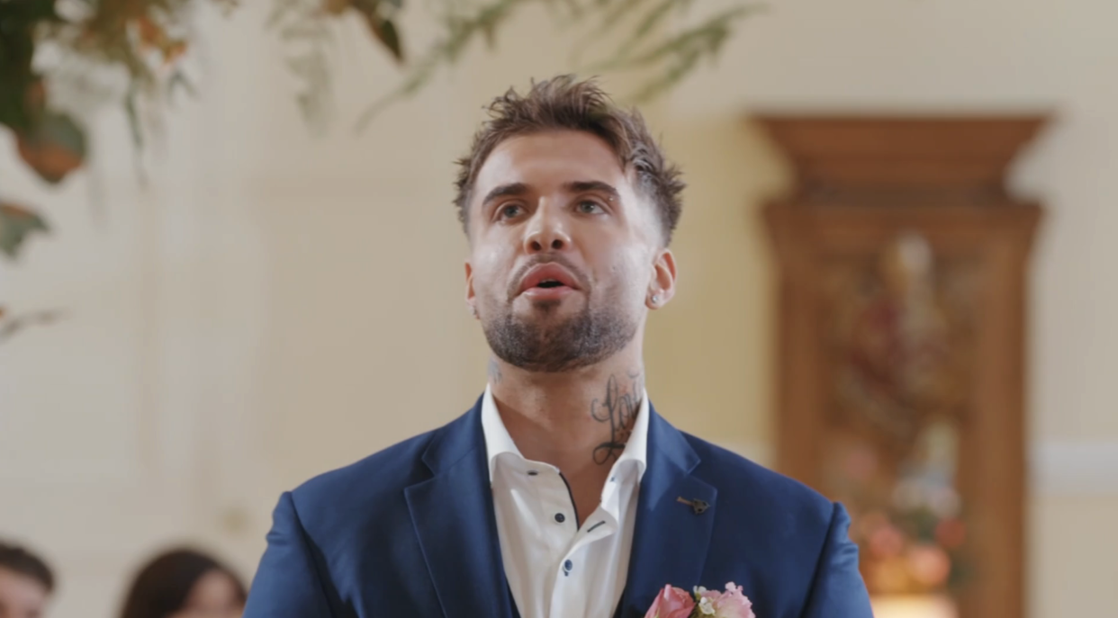 MAFS UK's groom Nathan was embarrassed after mistaking the bride's sister for his new wife. (Channel 4 screengrab)