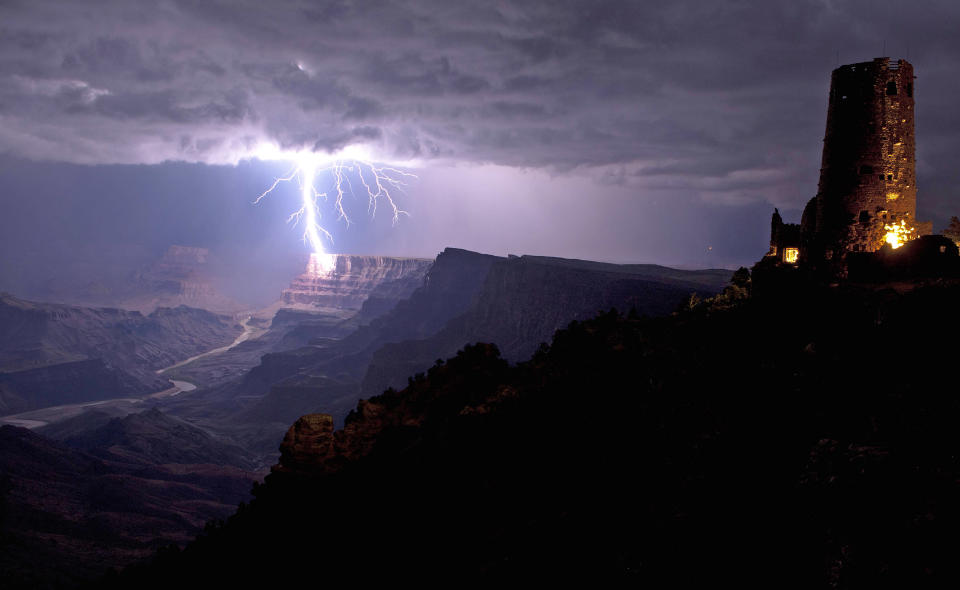 Lightning striking Grand Canyon