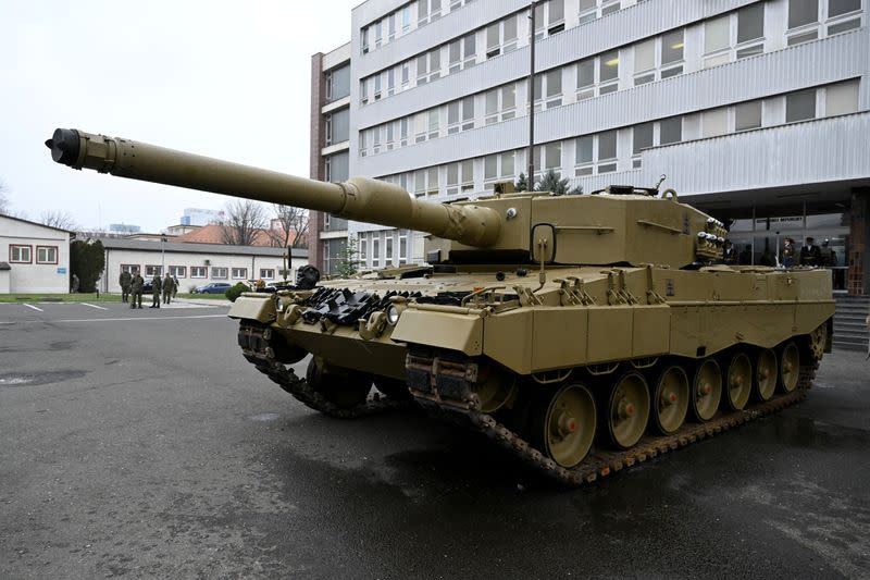 Germany delivers its first Leopard tanks to Slovakia, in Bratislava