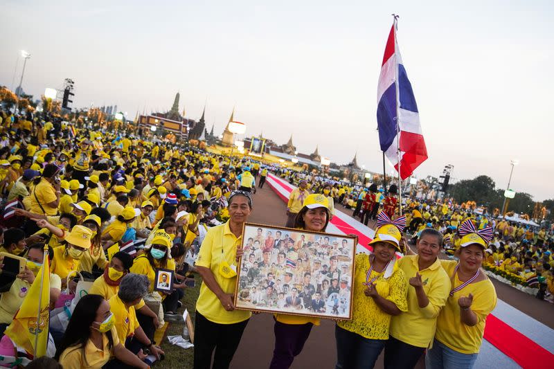 Candlelight vigil to remember the birthday of Thailand's late King Bhumibol Adulyadej, in Bangkok