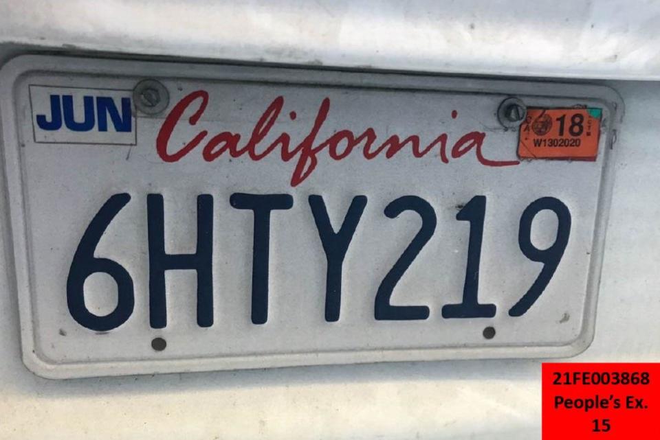 Victor Gray's license plate with Ray Wright's registration tag / Credit: Sacramento County District Attorney's Office/PRA Request