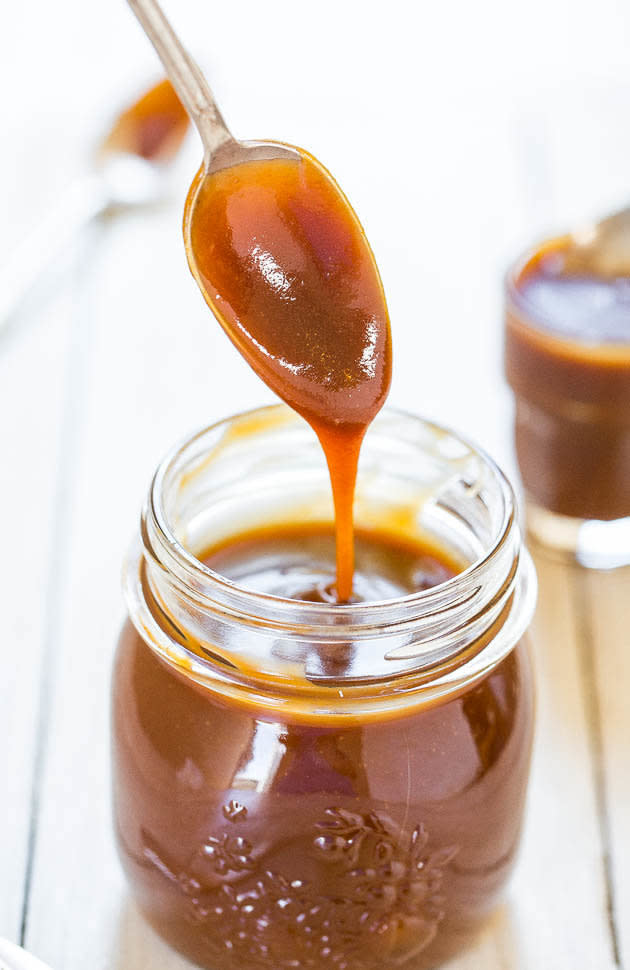 <strong>Get <a href="http://www.averiecooks.com/2014/06/the-best-and-easiest-homemade-salted-caramel-sauce.html" target="_blank">The Best and Easiest Homemade Salted Caramel Sauce recipe</a> from Averie Cooks</strong>