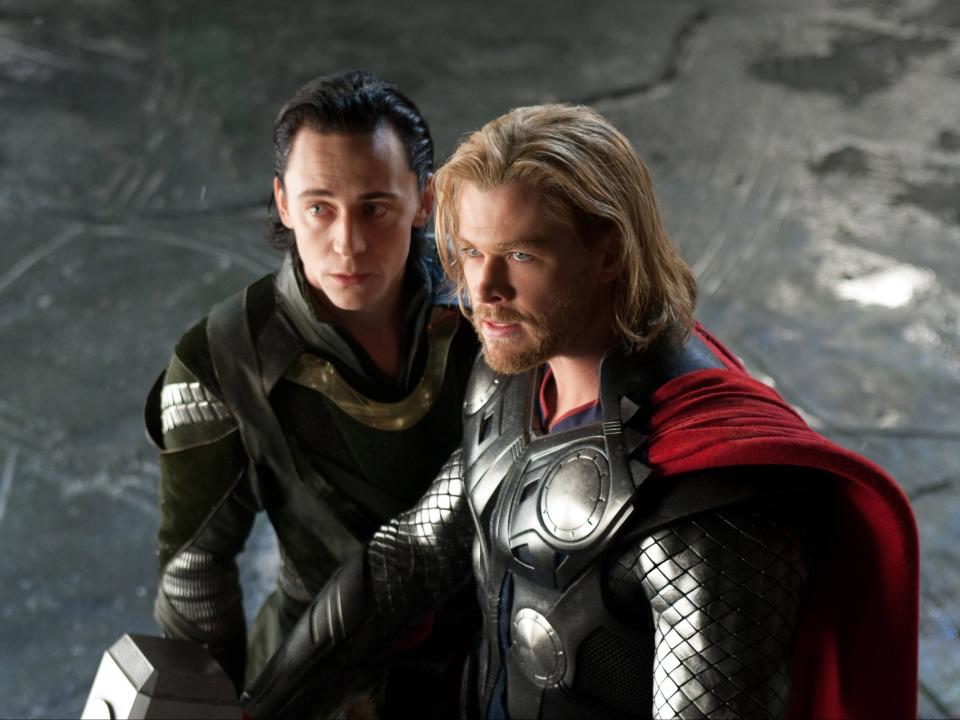 Tom Hiddleston as Loki and Chris Hemsworth as Thor in ‘Thor’ (2011) (Zade Rosenthal/Marvel/Paramount/Kobal/Shutterstock)