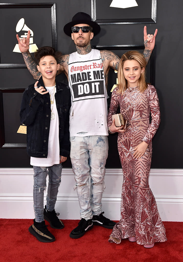 Travis Barker and his children, Landon and Alabama