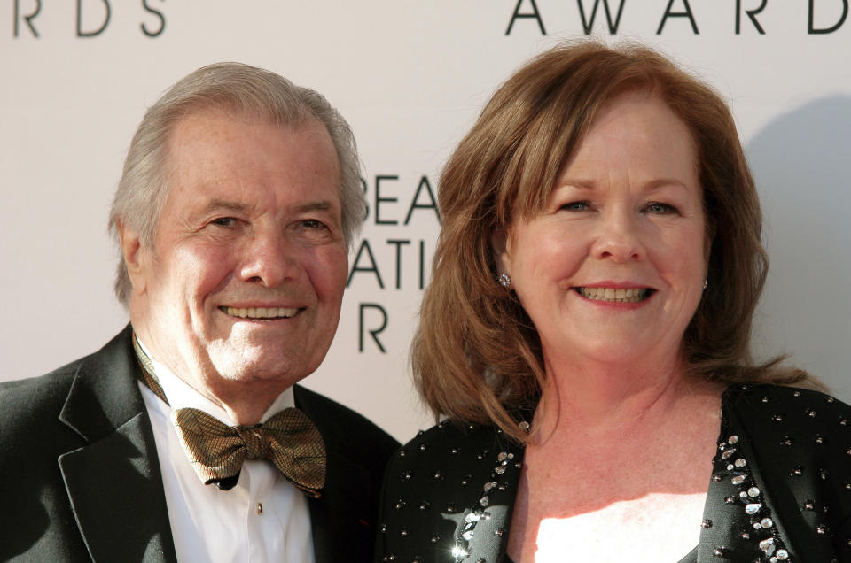 Restauranteur Jacques Pepin, left, and President of the James Beard Foundation Susan Ungaro, right, arrive at the James Beard Foundation Awards Gala on Monday, May 6, 2013, in New York. (Photo by Andy Kropa/Invision/AP)