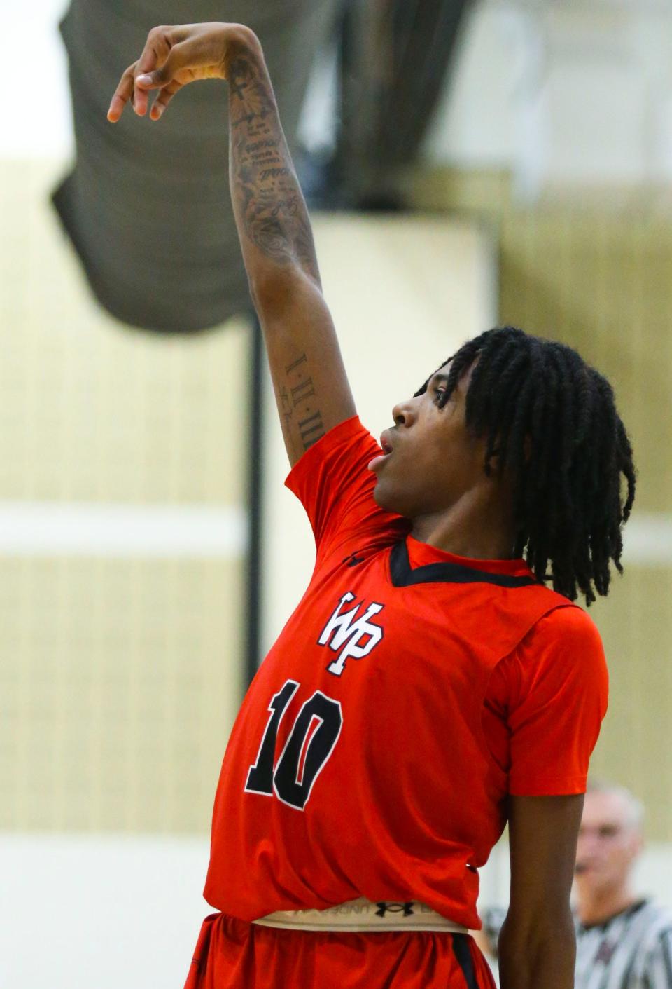 William Penn's Kai Watson watches a shot in the second half of the Colonials' 60-33 win at Appoquinimink, Thursday, Feb. 16, 2023.