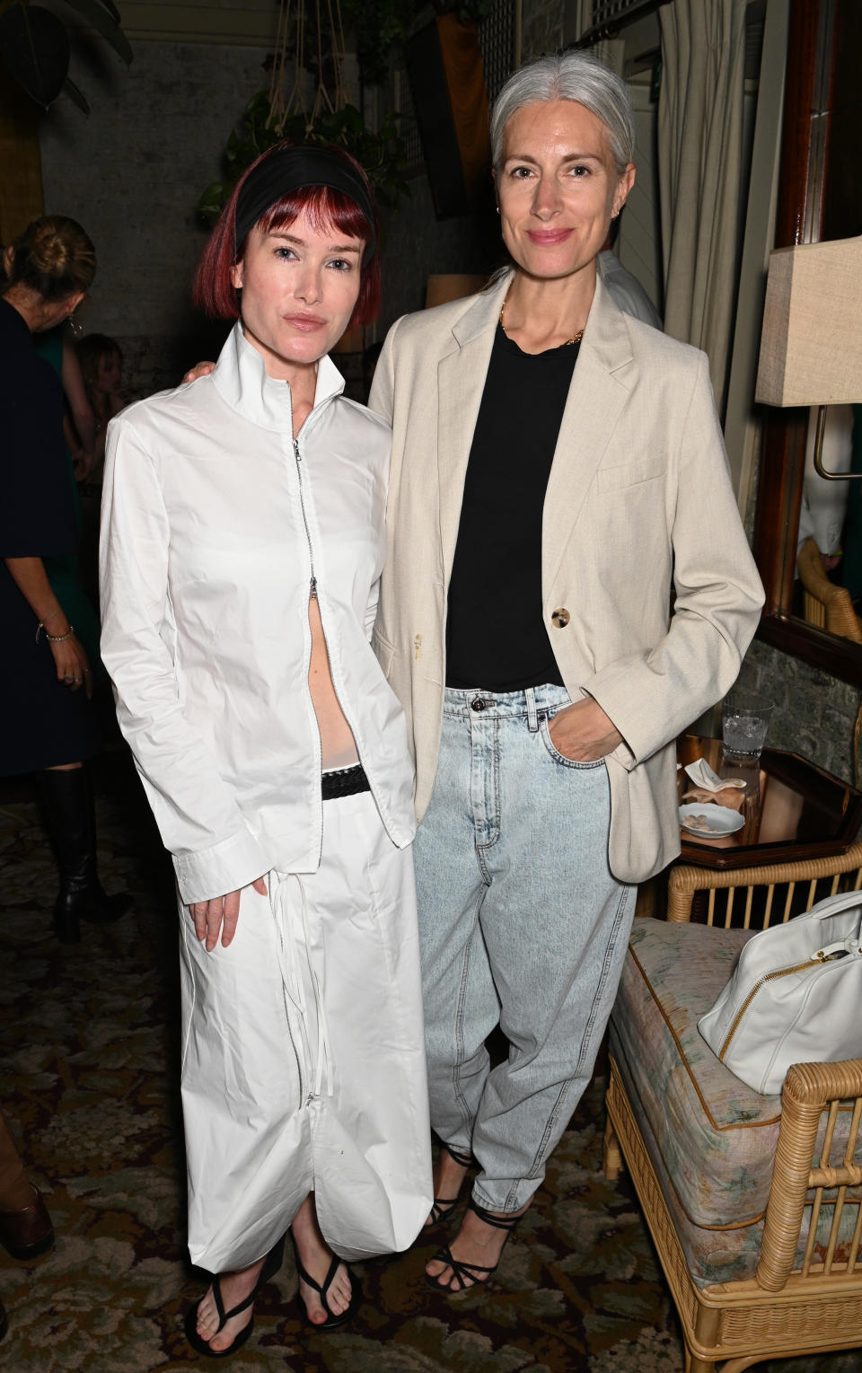 LONDON, ENGLAND - JUNE 14: Julia Hobbs and Deputy Editor of British Vogue Sarah Harris attend the Rosetta and Violet Getty dinner hosted by Balthazar Getty at Chiltern Firehouse on June 14, 2024 in London, England. (Photo by Dave Benett/Getty Images for Rosetta Getty)