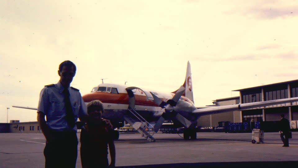 Here's Aerni pictured at the airport in the 1970s with his father. - Courtesy Brian Aerni