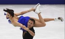 Figure Skating - ISU Grand Prix Rostelecom Cup 2017 - Ice Dance Short Dance - Moscow, Russia - October 20, 2017 - Ekaterina Bobrova and Dmitri Soloviev of Russia compete. REUTERS/Alexander Fedorov