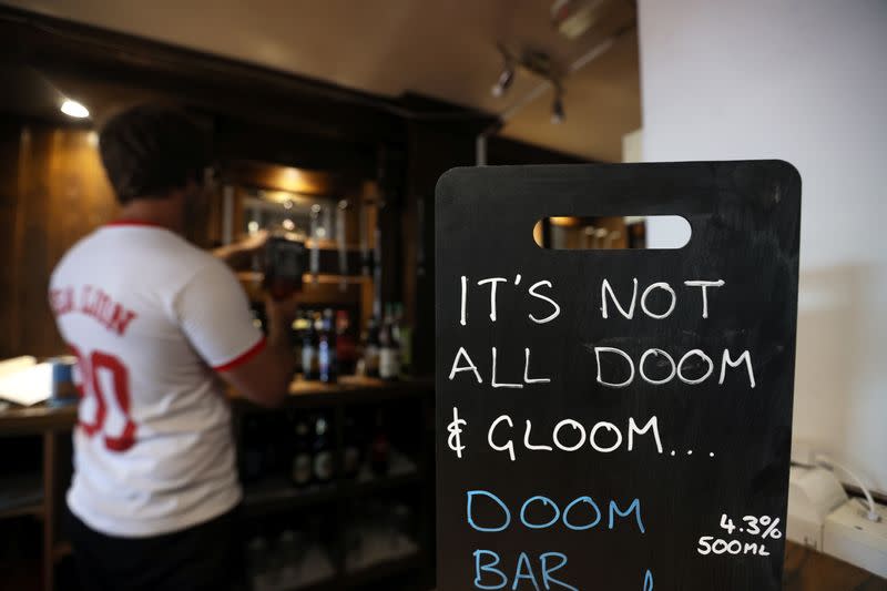 FILE PHOTO: James Knowles, pub owner of the Sea Lion, prepares for its reopening in Longton