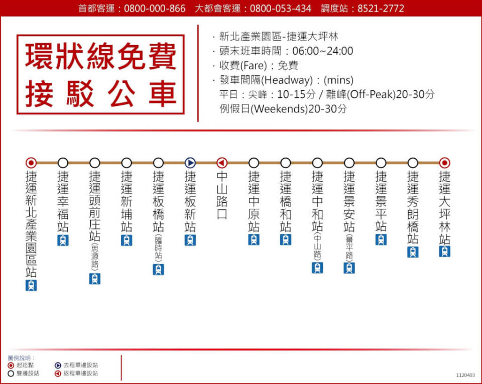 新北捷運公司加開免費接駁公車。（圖：取自新北市政府網頁）