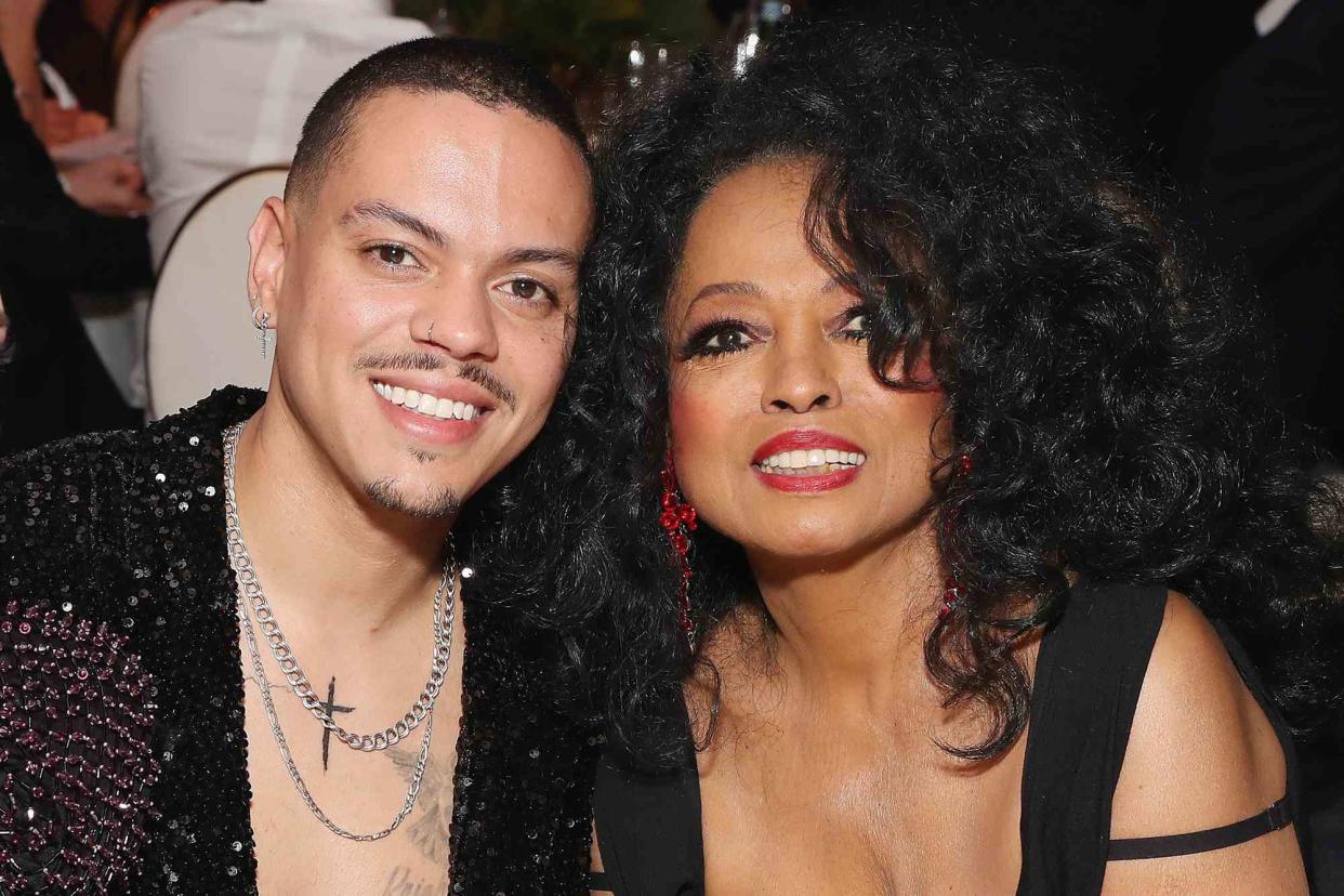 <p>Rich Fury/Getty</p> Evan Ross and Diana Ross on February 24, 2019 in West Hollywood, California.  