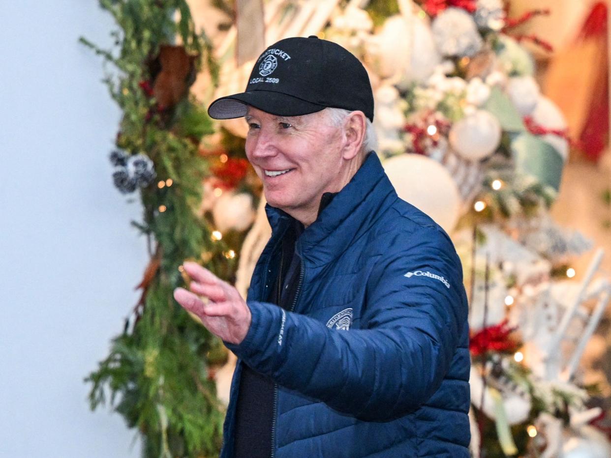 President Joe Biden goes shopping after having lunch with his family in Nantucket, Massachusetts, on November 25, 2022.