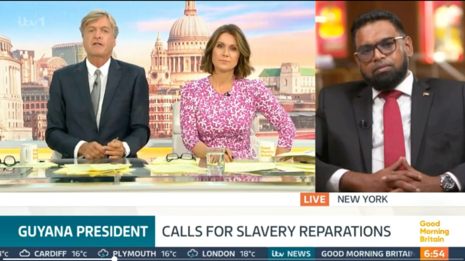 Richard Madeley is being called out for ‘ignorant’ treatment of Guyana president Irfaan Ali on ‘GMB’ (ITV)