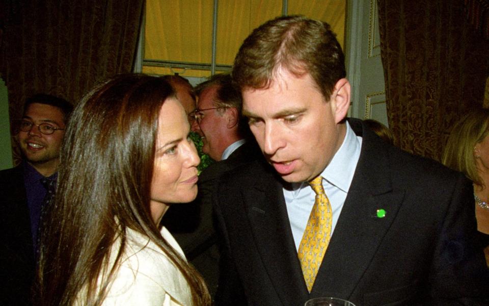 Prince Andrew and Koo Stark years later, at a charity reception in 1999 - The Picture Library