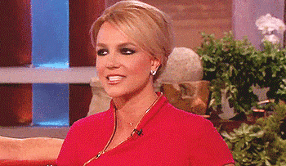 Britney Spears cringes during an interview on "The Ellen DeGeneres Show"