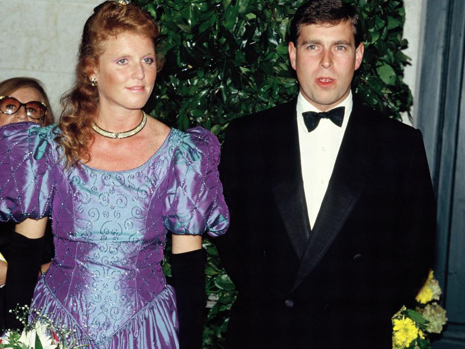 Sarah Ferguson and Prince Andrew in 1990 in London, UK.